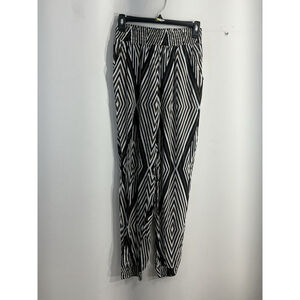 Junior Girls Revamped By Sirens Linen Pants S/p Pullon Elastic Waist Geometric